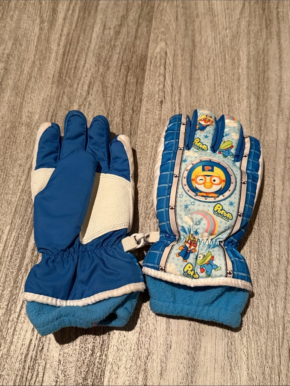Pororo Blue Kids Winter Gloves with Cartoon Design